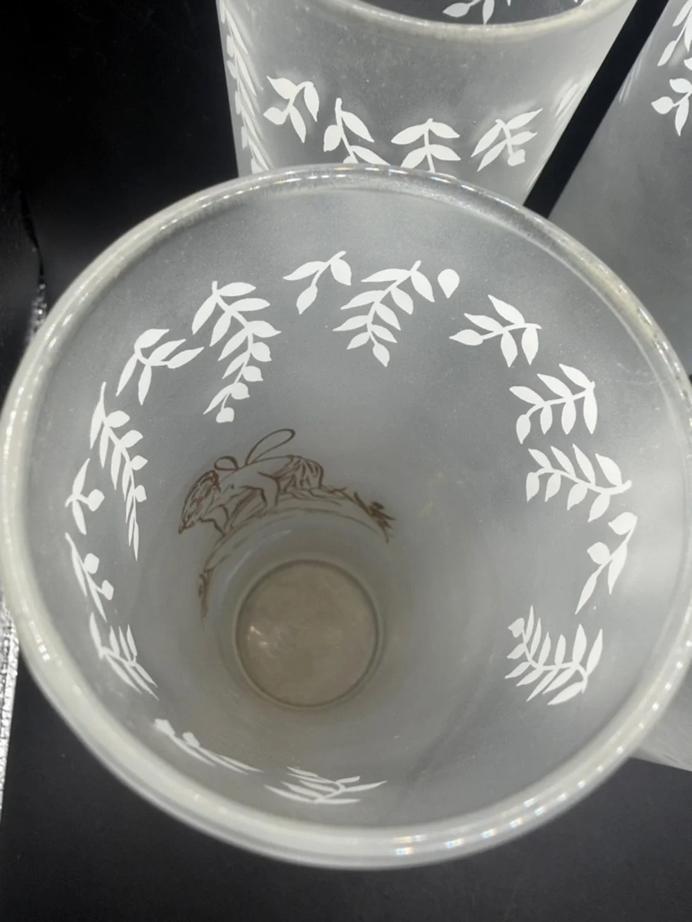 4 Vintage Libbey Fairy Pixie Nymph Frosted Highball Cocktail Glasses Barware
